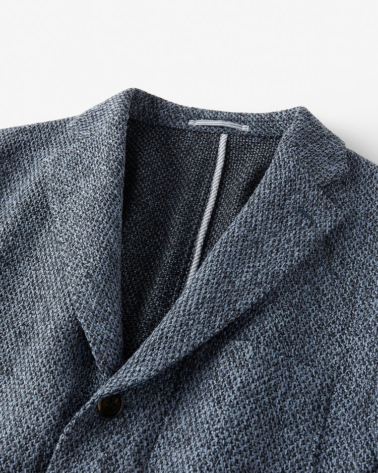 尾州の匠・ラッセル編みニットジャケット 詳細画像 杢ブルー 2