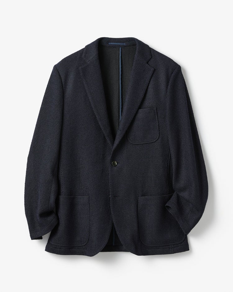 尾州の匠・ラッセル編みニットジャケット 詳細画像 ネイビー 1