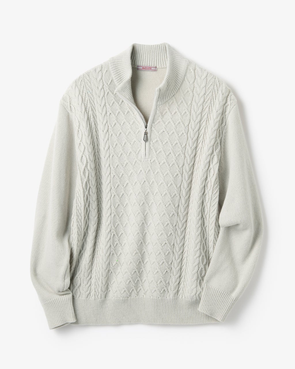 ウールブレンド・柄編みハーフジップ/DoCLASSE