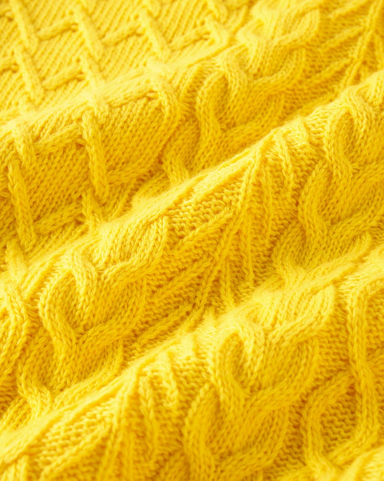 ウールブレンド・柄編みハーフジップ 詳細画像 イエロー 2