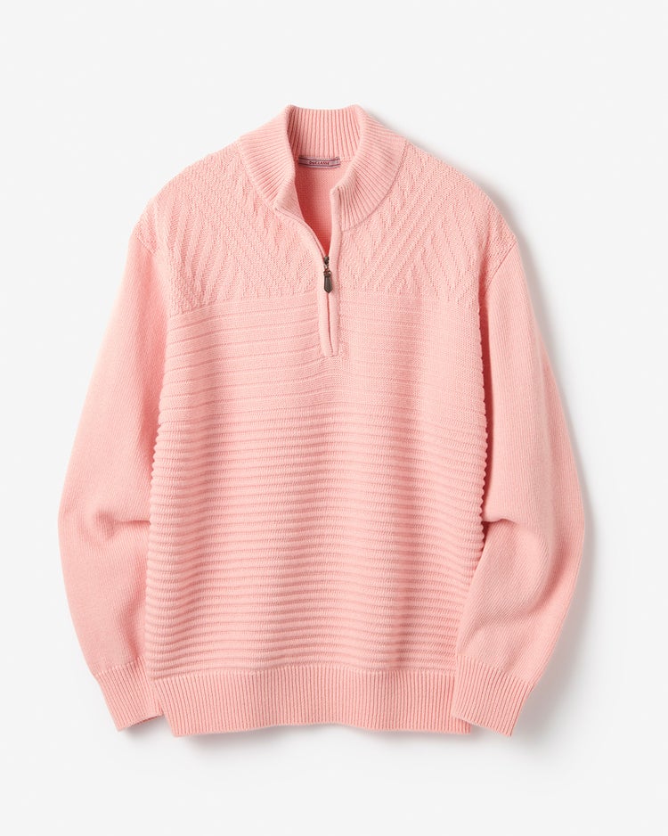 ウールブレンド・柄編みハーフジップ 詳細画像 ライトピンク 1
