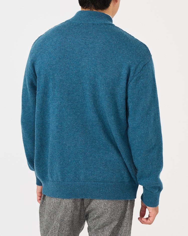 ウールブレンド・柄編みハーフジップ 詳細画像 インディゴ 4