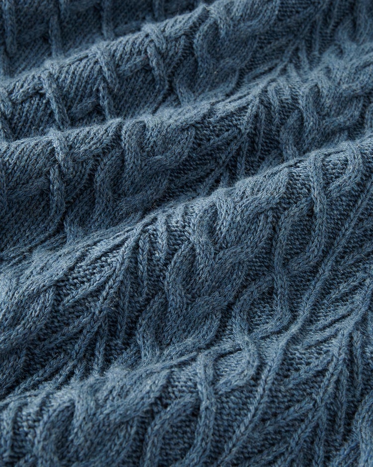 ウールブレンド・柄編みハーフジップ 詳細画像 インディゴ 6