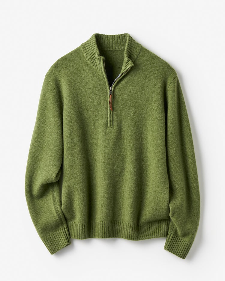 厳選ピュアカシミヤ・ハーフジップ 詳細画像 カーキグリーン 1