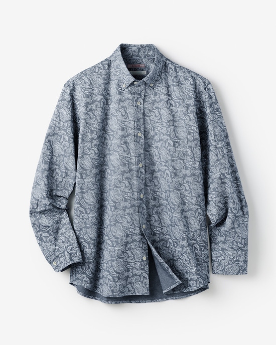 ピュアファイン・美色柄オックスシャツ長袖