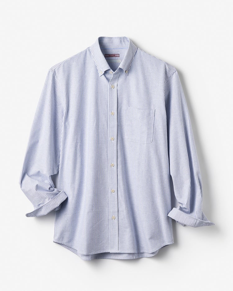 ピュアファイン・美色柄オックスシャツ長袖 詳細画像 ネイビー&times;ホワイト 3