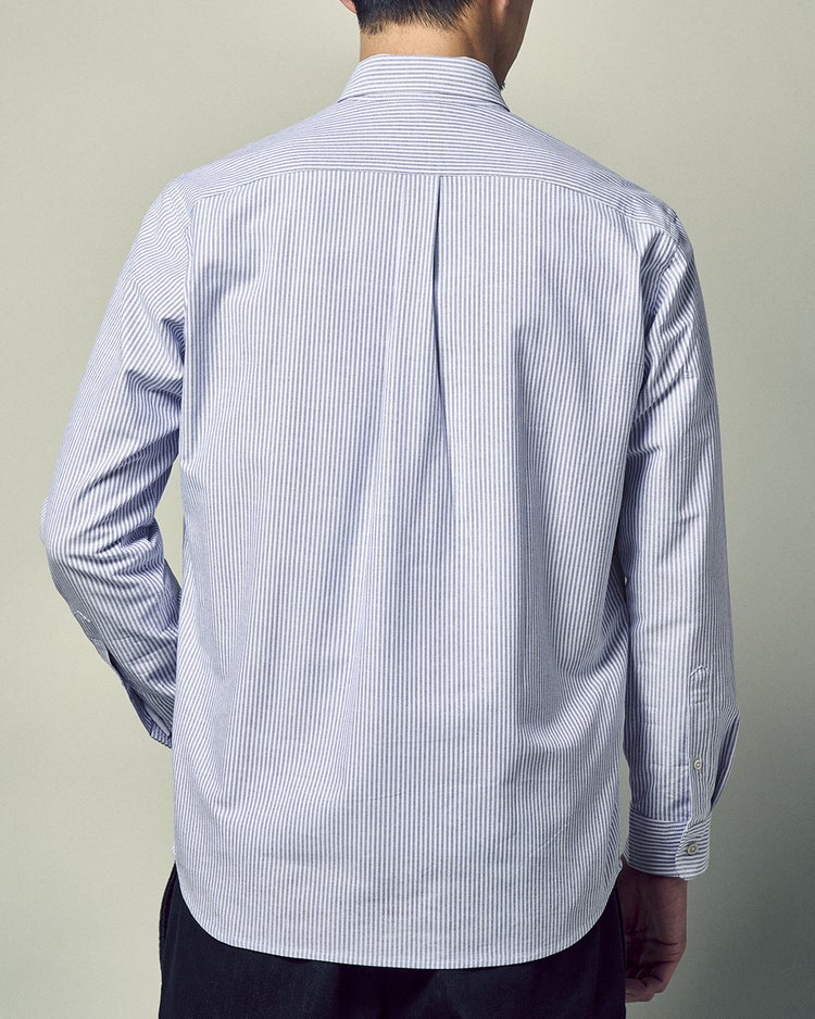 ピュアファイン・美色柄オックスシャツ長袖 詳細画像 ネイビー&times;ホワイト 4