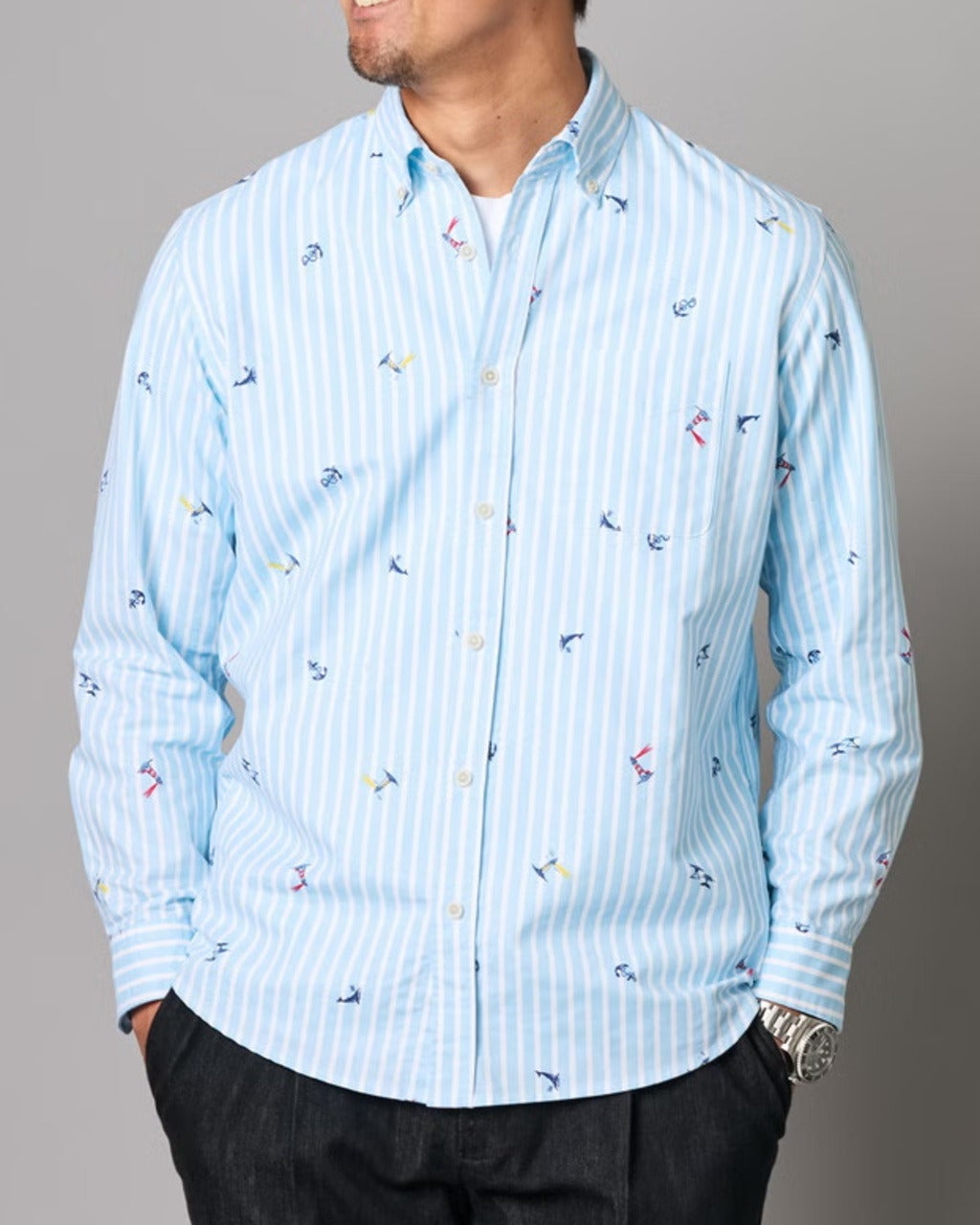 ピュアファイン・美色柄オックスシャツ長袖/DoCLASSE ピュアファイン・美色柄オックスシャツ長袖/DoCLASSE