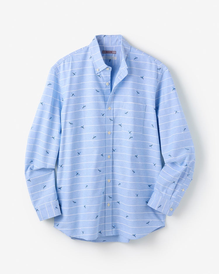 ピュアファイン・美色柄オックスシャツ長袖 詳細画像 フライングフィッシュ 1