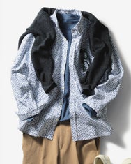 ピュアファイン・美色柄オックスシャツ長袖