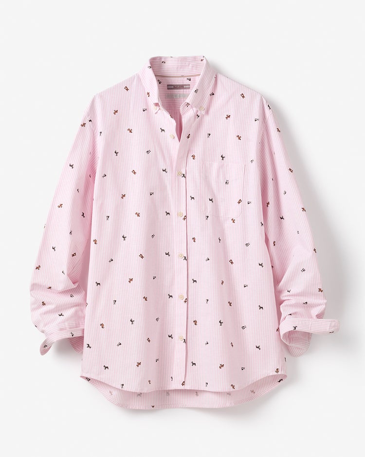 ピュアファイン・美色柄オックスシャツ長袖 詳細画像 ドッグ3 1