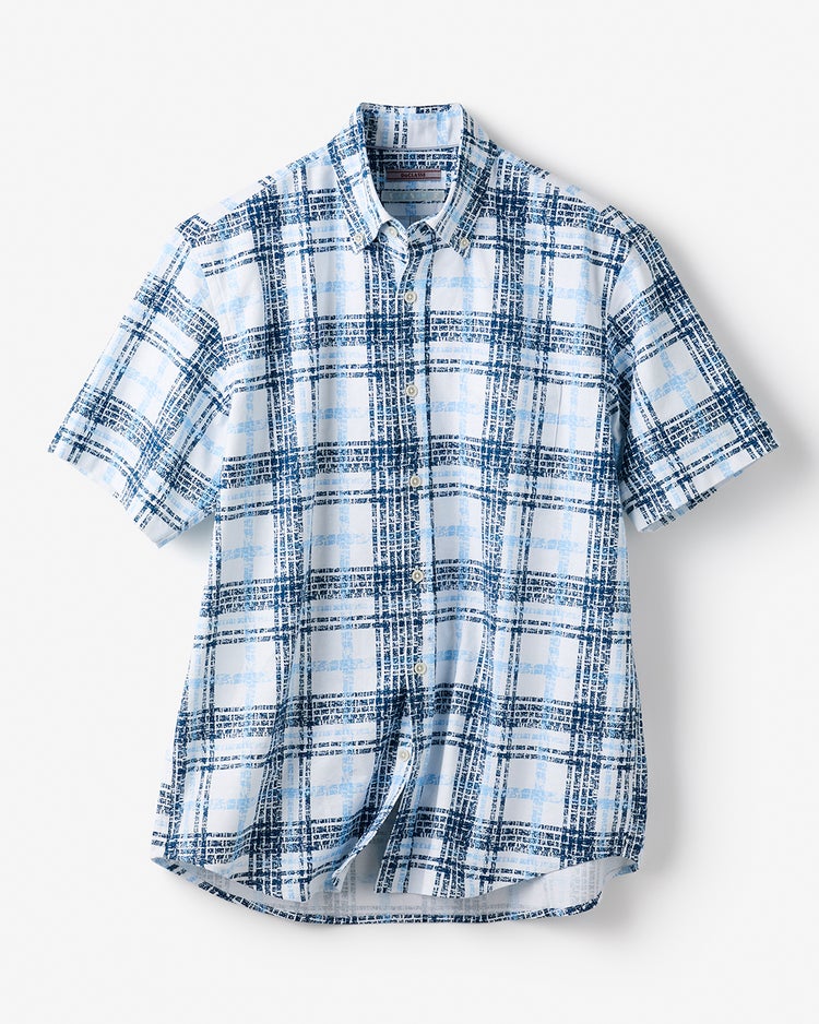 ピュアファイン・美色柄オックスシャツ半袖 詳細画像 インクブルー 1