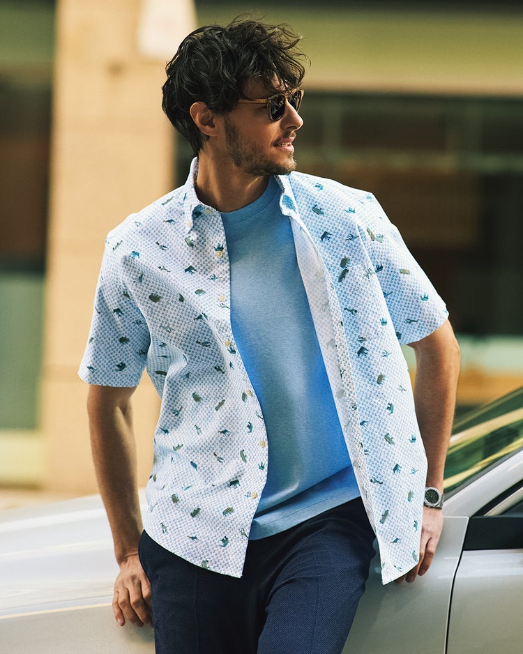 ピュアファイン・美色柄オックスシャツ半袖 詳細画像 アニマル5 1