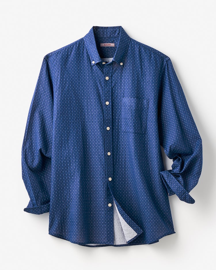 綿100%ダブルクロスシャツ 詳細画像 ブルー 1