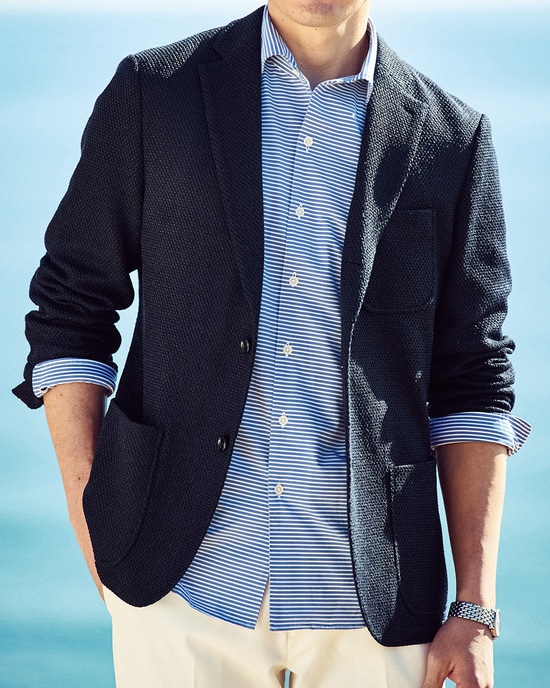 防シワ速乾ストレッチボーダーシャツ