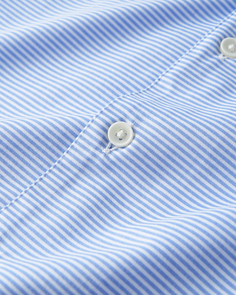 防シワ速乾ストレッチボーダーシャツ 詳細画像 サックス・パターン 2