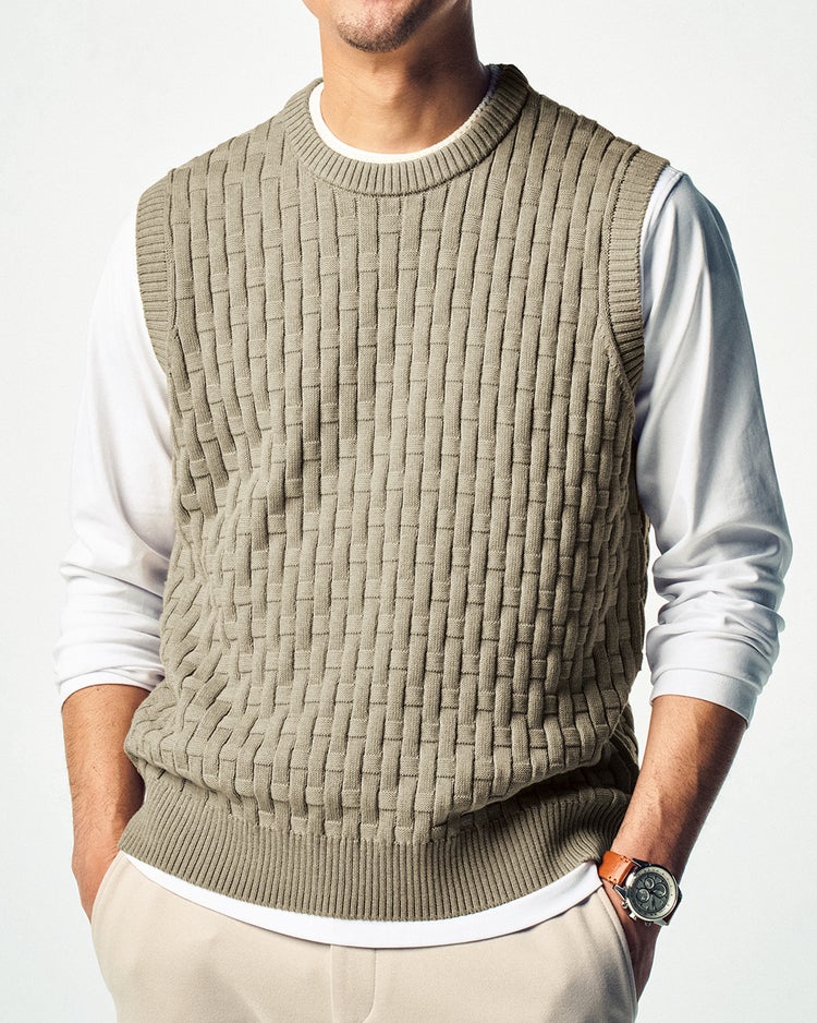 立体バスケット編み重ね着風ベスト 詳細画像 グレージュ 1