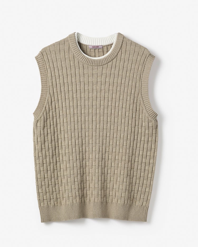 立体バスケット編み重ね着風ベスト 詳細画像 グレージュ 3