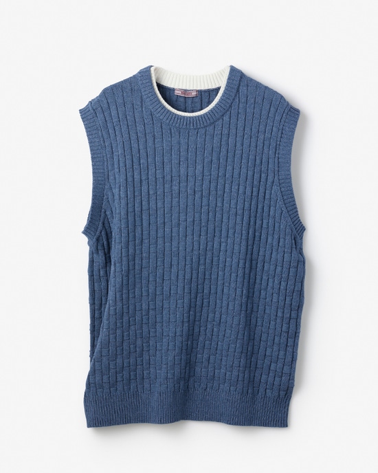 立体バスケット編み重ね着風ベスト