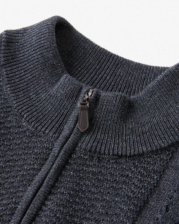 立体編みアラン柄ハーフジップ 詳細画像 ダークインディゴ 2