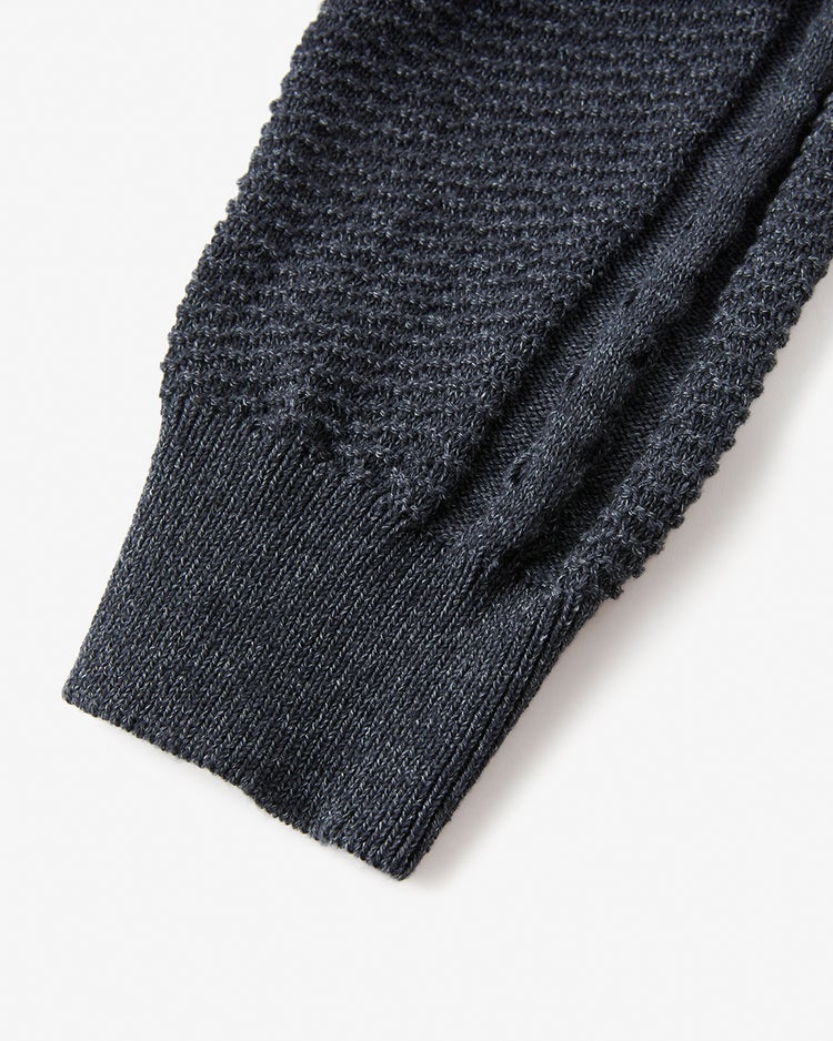 立体編みアラン柄ハーフジップ 詳細画像 ダークインディゴ 3