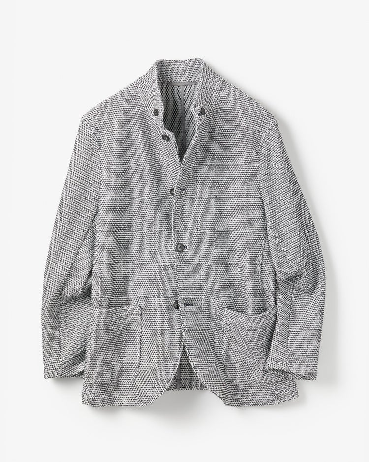 2WAYラッセル編みジャケット 詳細画像 ネイビー&times;ホワイト 3