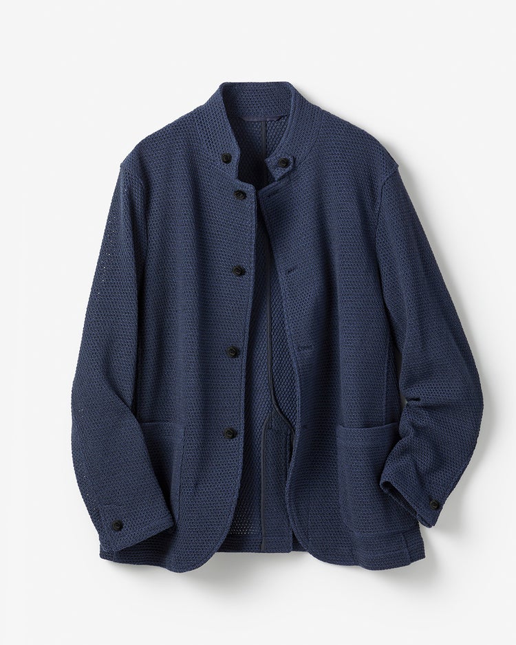 2WAYラッセル編みジャケット 詳細画像 ネイビー&times;ブルー 3