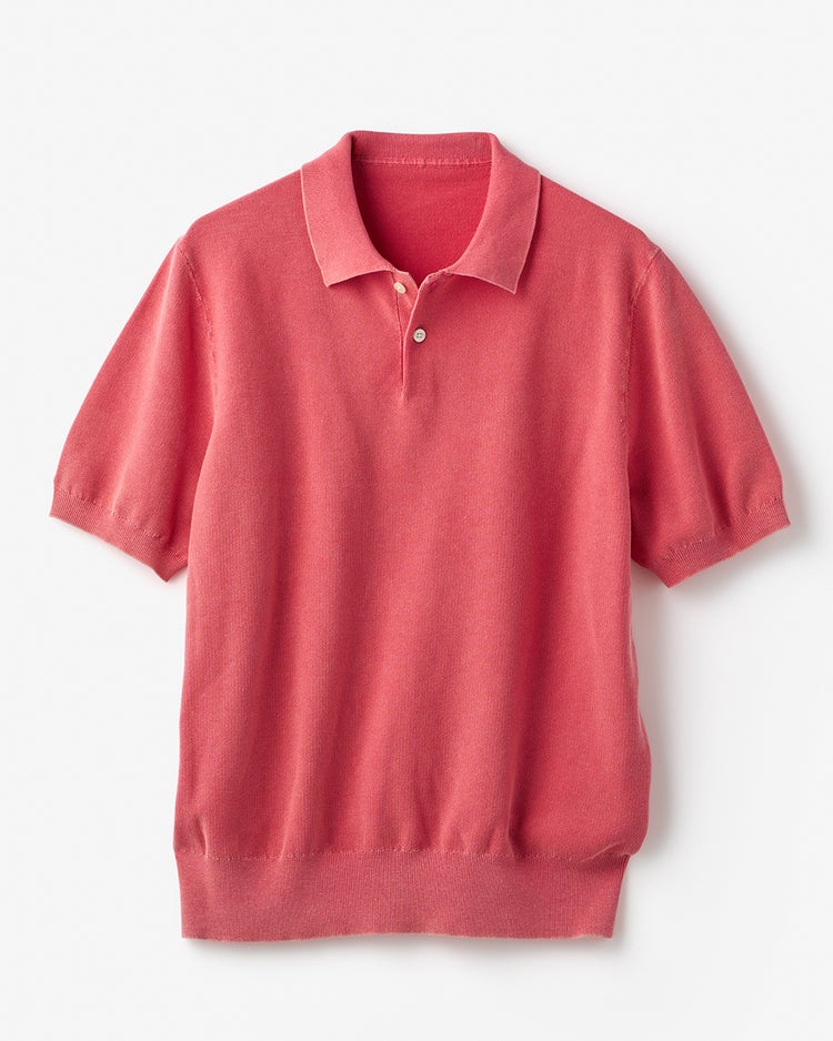 レトロウォッシュ綿100%ニットポロ 詳細画像 サーモンピンク 1