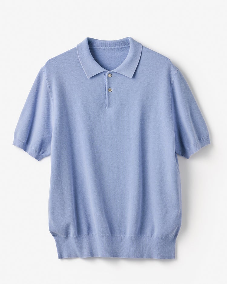 レトロウォッシュ綿100%ニットポロ 詳細画像 サックス 2