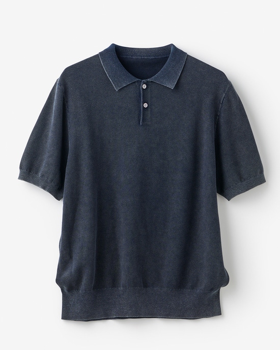 レトロウォッシュ綿100%ニットポロ