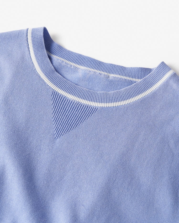 レトロウォッシュ綿100%ニットベスト 詳細画像 サックス 3