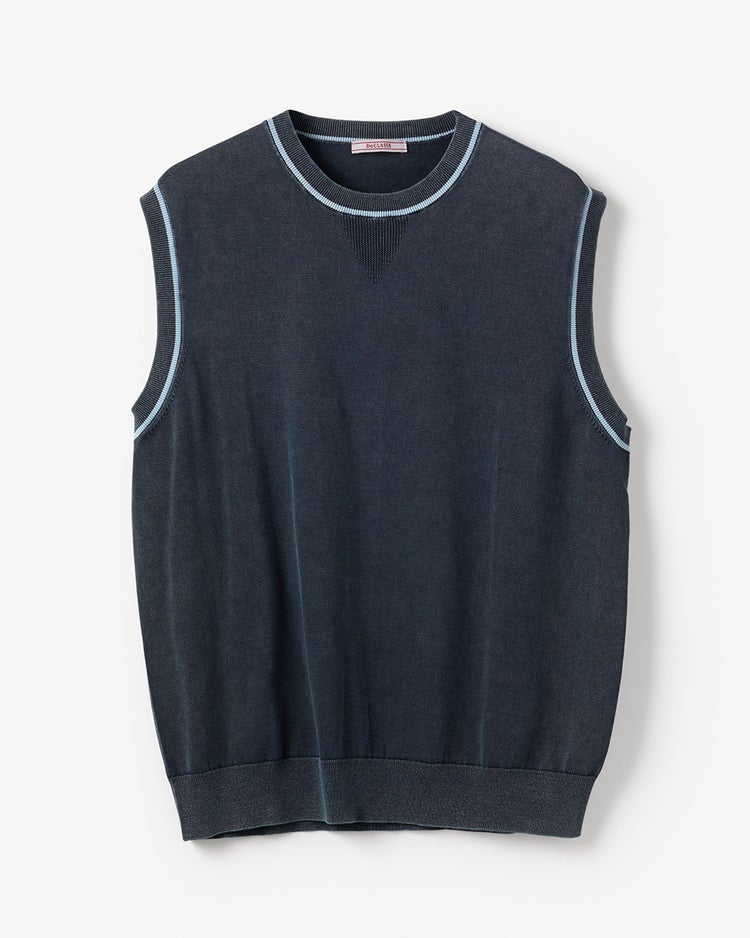 レトロウォッシュ綿100%ニットベスト 詳細画像 ネイビー 1