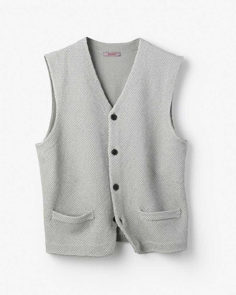 和紙ブレンド心地いいニットジレ 詳細画像 ライトグレー 1