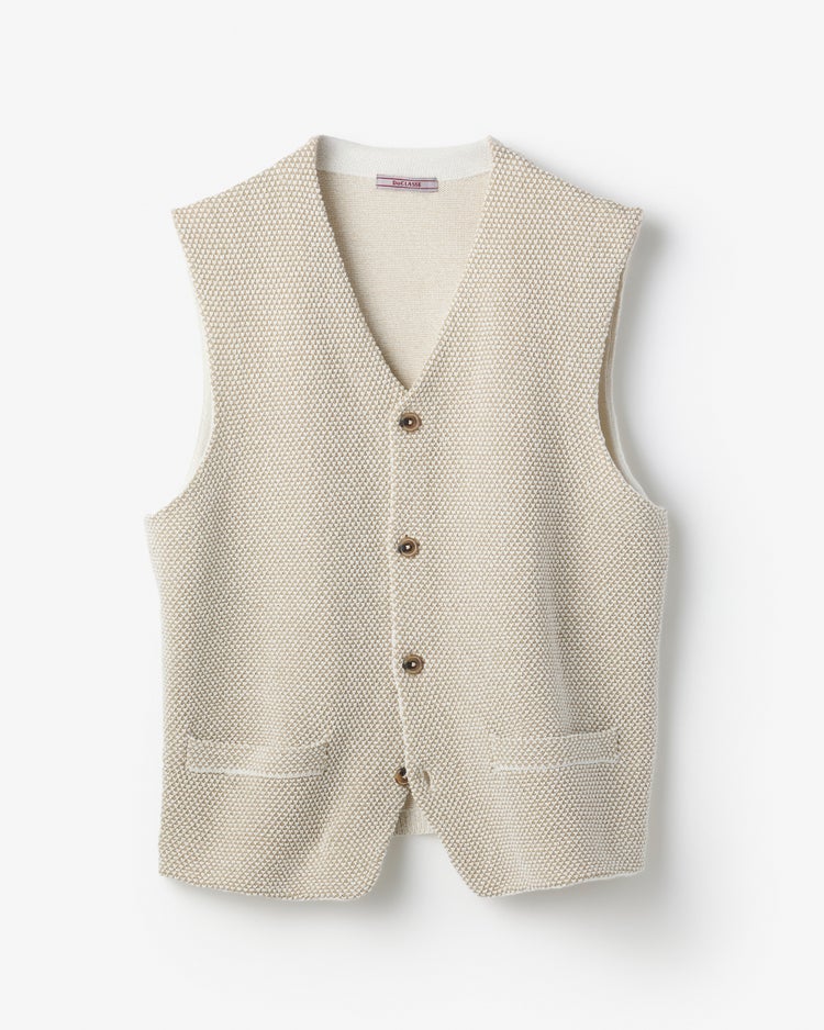 和紙ブレンド心地いいニットジレ 詳細画像 ベージュ 1