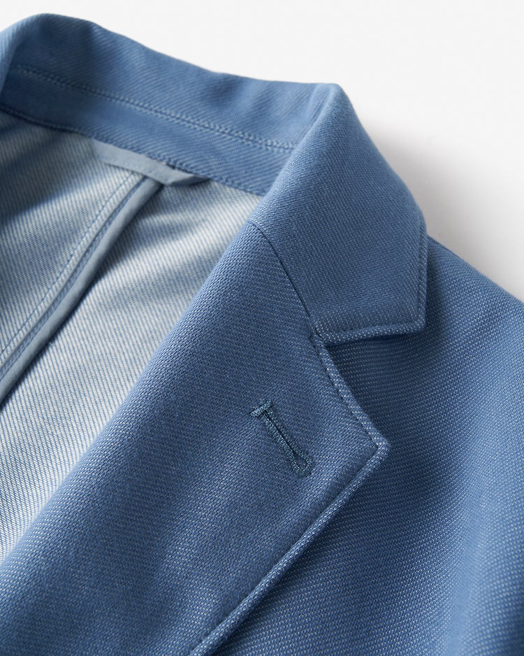 デニム風柔らか高伸縮ジャージジャケット 詳細画像 サックス 2