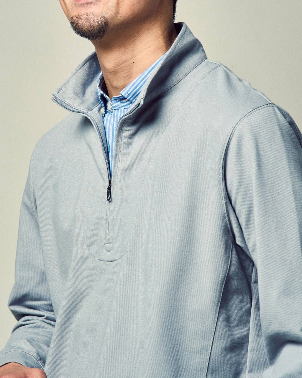 重ね着風・高伸縮ジャージハーフジップ/DoCLASSE