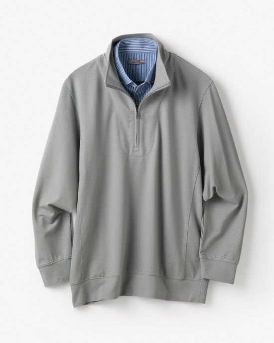 重ね着風・高伸縮ジャージハーフジップ