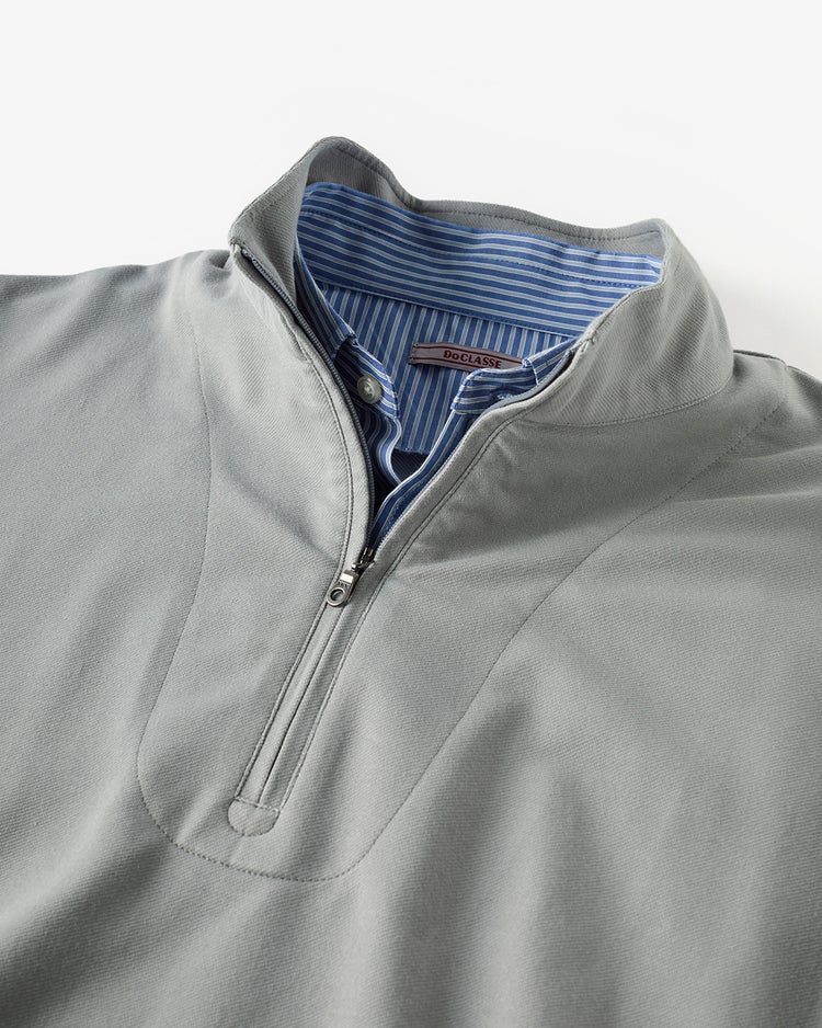 重ね着風・高伸縮ジャージハーフジップ 詳細画像 グレー 4