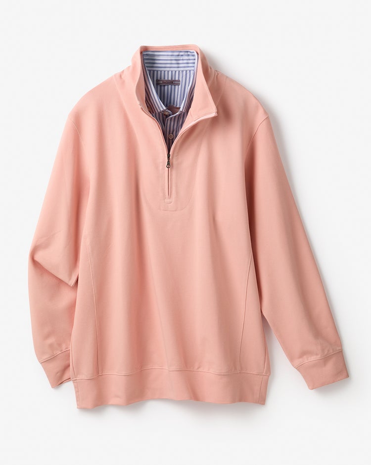 重ね着風・高伸縮ジャージハーフジップ 詳細画像 ライトピンク 1