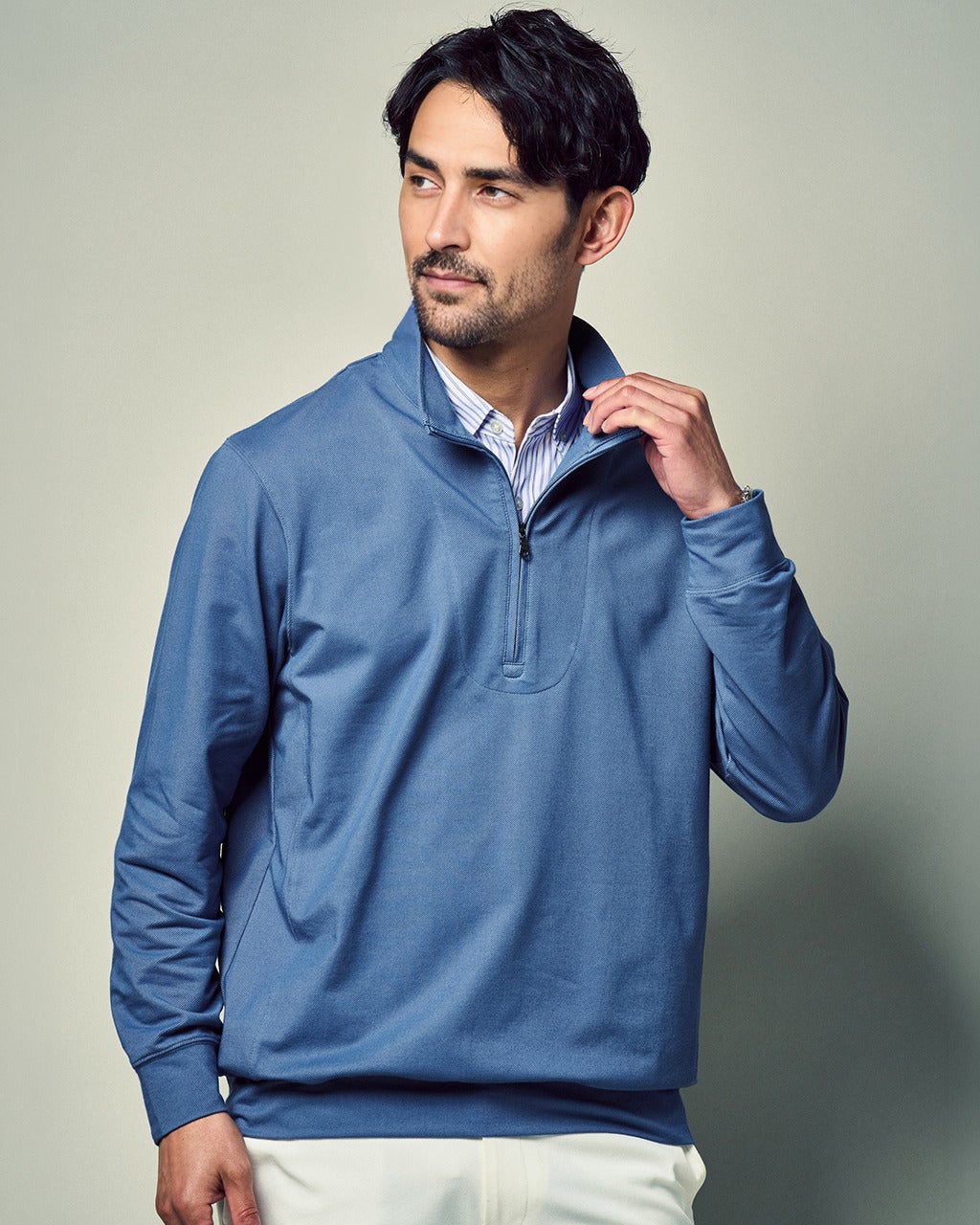 重ね着風・高伸縮ジャージハーフジップ/DoCLASSE