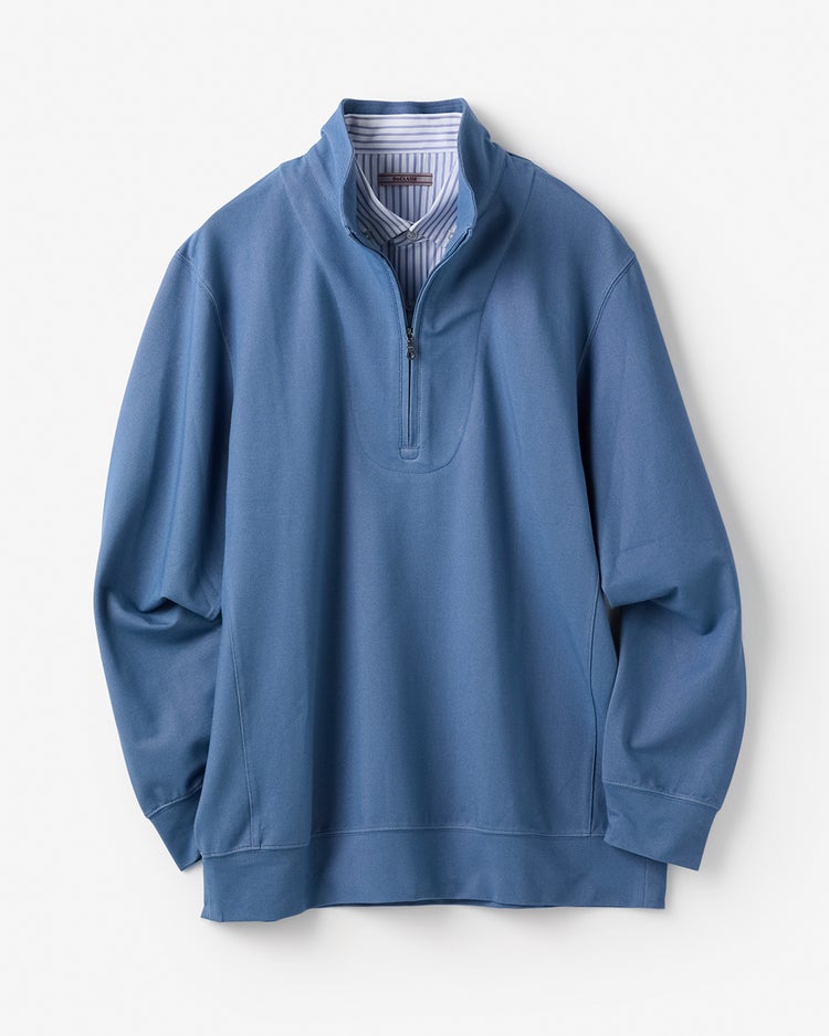 重ね着風・高伸縮ジャージハーフジップ 詳細画像 サックス 1