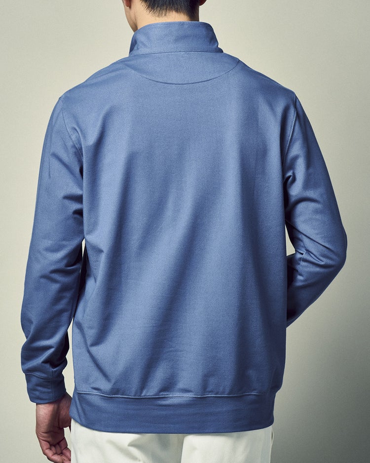 重ね着風・高伸縮ジャージハーフジップ 詳細画像 サックス 5