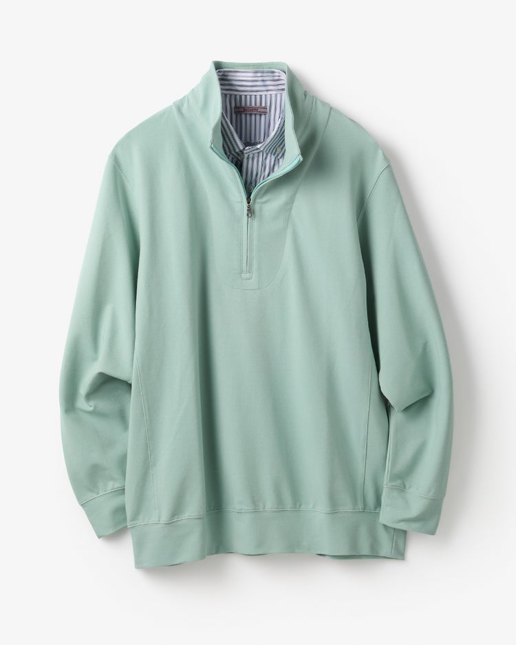 重ね着風・高伸縮ジャージハーフジップ 詳細画像 ミントグリーン 1