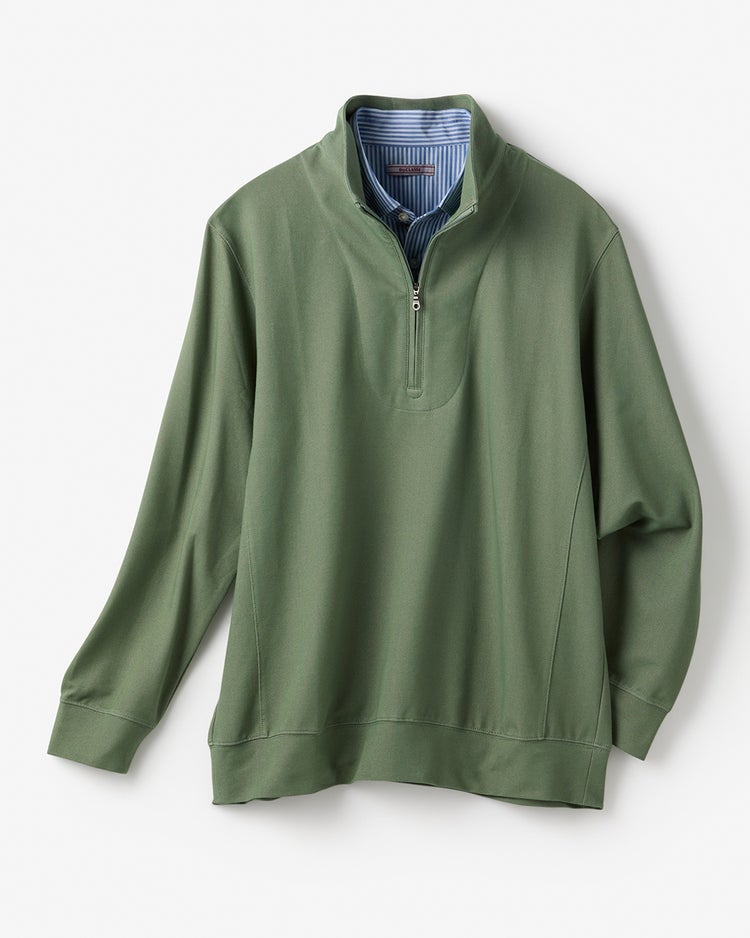 重ね着風・高伸縮ジャージハーフジップ 詳細画像 オリーブ 1