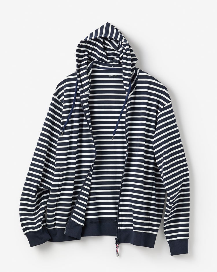 ドゥクラッセT・フルジップフーディ 詳細画像 ネイビー&times;ホワイト 1