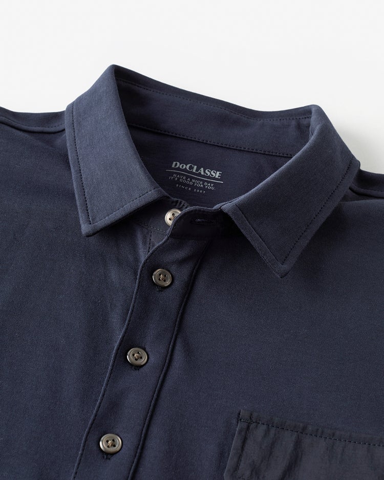 超長綿デザインポロ長袖 詳細画像 ネイビー 2