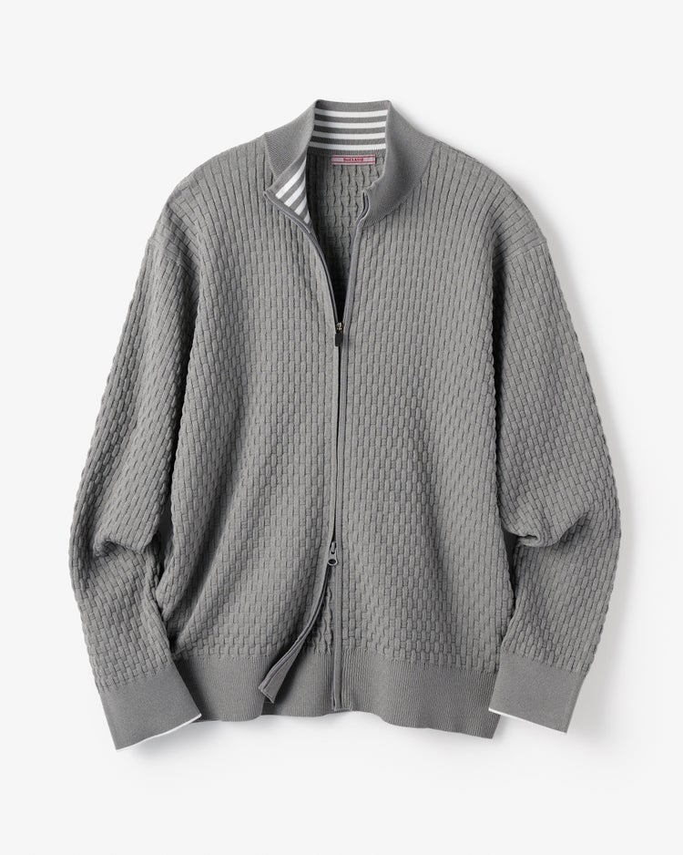 立体バスケット編みフルジップジャケット 詳細画像 杢グレー 1