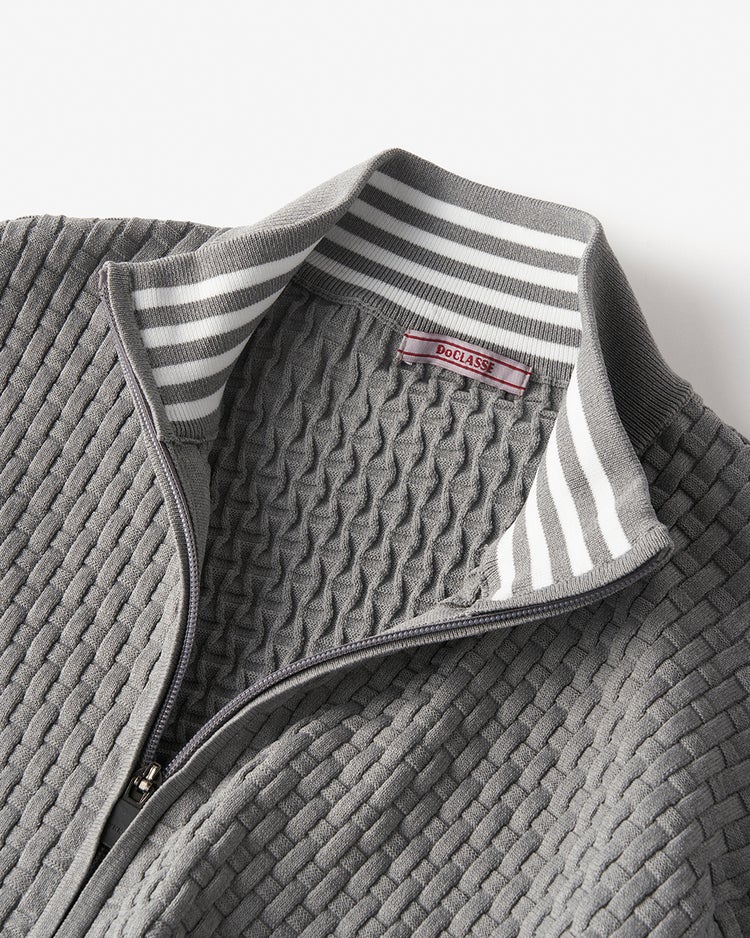 立体バスケット編みフルジップジャケット 詳細画像 杢グレー 2