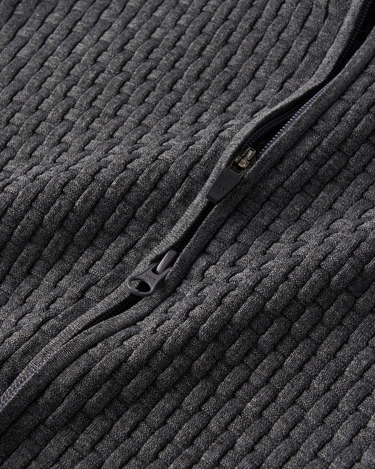 立体バスケット編みフルジップジャケット 詳細画像 チャコール 3