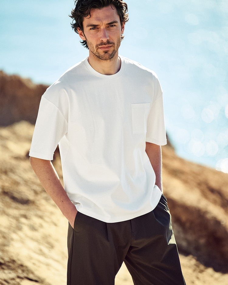 接触冷感・綿100%オーバーサイズT・5分袖 詳細画像 ホワイト 1